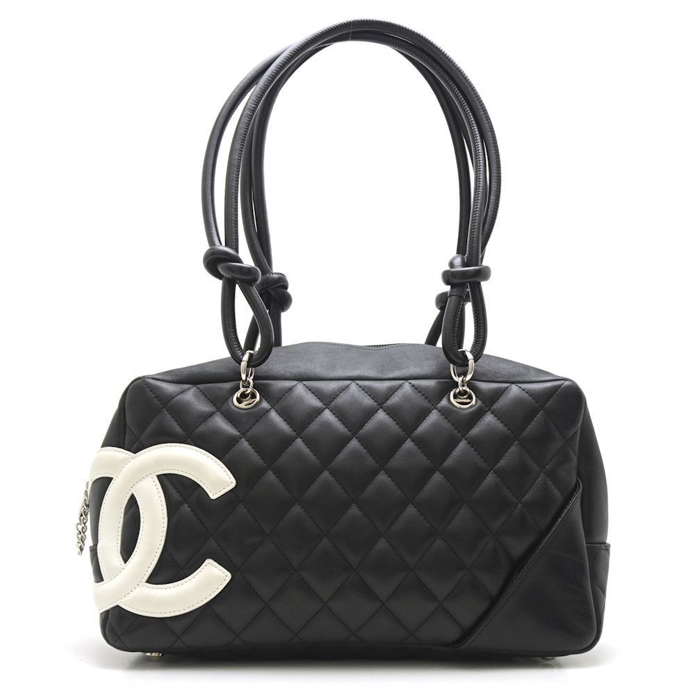 Chanel Cambonline Bowling Handbag Black Lambskin
